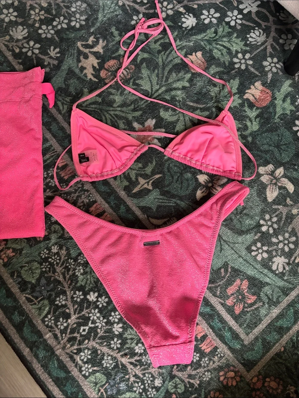 triangl swimwear Hot Pink sparkle Triangle Bikini Set